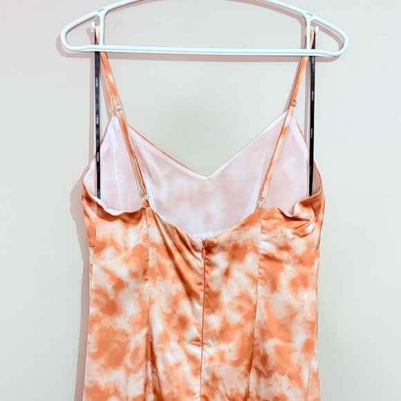 3/$10⚡️Forever21 Orange Tie Dye Asymmetrical Ruched Spaghetti Strap Dress - Picture 8 of 15